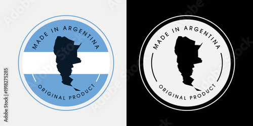 Made in Argentina with a map label design for product packaging and an authentic product label.