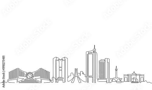 Addis Ababa City Skyline Monoline Vector Background