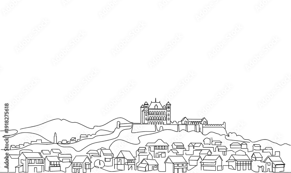 Fototapeta premium Antananarivo Madagascar City Skyline Monoline Vector Background