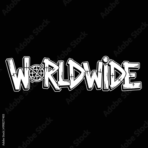 Worldwide Graffiti Style Text With Symbol.