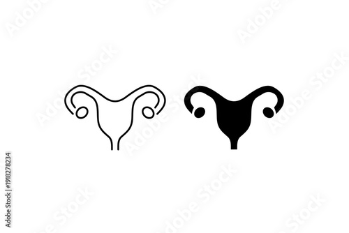 Uterus Reproductive System Anatomy Vector Icon Set
