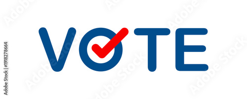 Vote Typography with Checkmark Vector Icon
