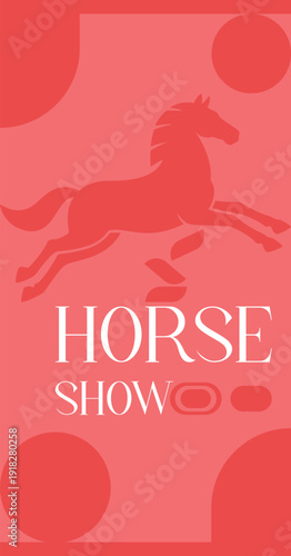 Vibrant horse show banner with dynamic horse silhouette