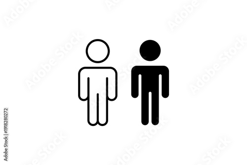 Male and Female Restroom Symbols Outline and Solid Vector Icon Set
