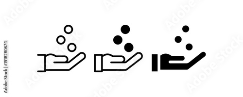 Charity Donation Hand Outline and Solid Vector Icon Set

