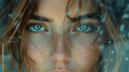 Wallpaper Mural portrait of a girl with blue eyes behind glass Torontodigital.ca