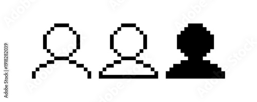 Pixel User Avatar Profile Vector Icon Set
