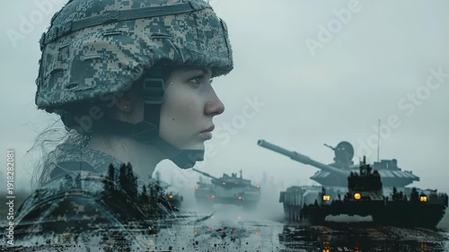 Wallpaper Mural young woman in military uniform Torontodigital.ca