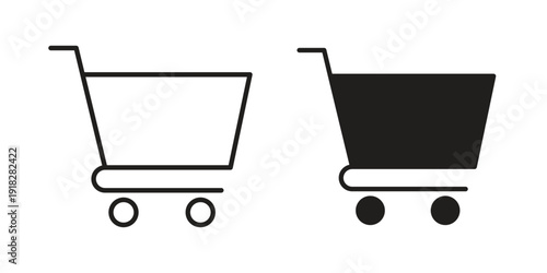 Shopping trolley icons symbol. vector illustration pack for apps and designs