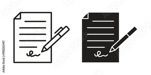Signed contract icons symbol. vector illustration pack for apps and designs