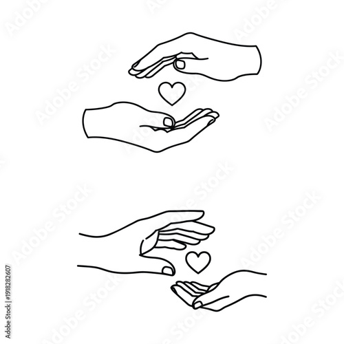 Interconnected hands sharing a heart symbolizing love and care