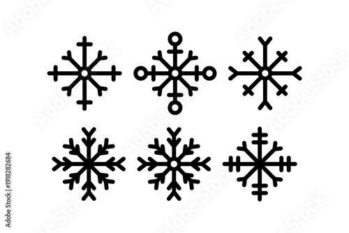 Snowflake Winter Symbol Collection Line Vector Icon Set
