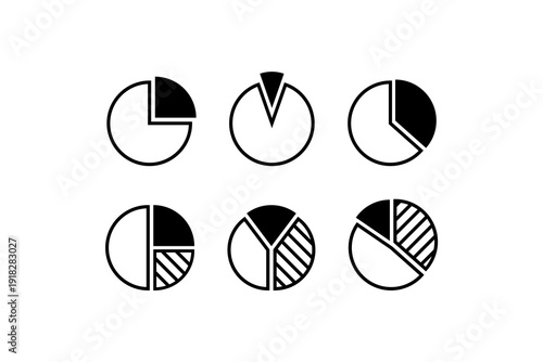 Pie Chart Analytics Diagram Vector Icon Set
