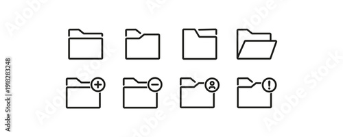 Folder Add Remove and Play Vector Icon Set
