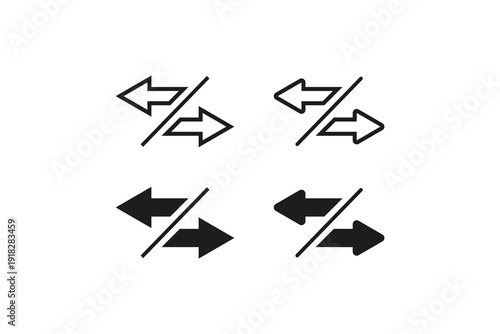 Split Arrows Opposite Direction Vector Icon Set
