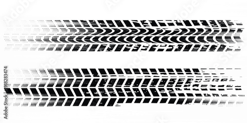 Grunge Tire Track Vector Set – Car, Motorcycle and Bicycle Tyre Marks Silhouettes Isolated on White