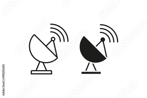 Satellite Dish Signal Antenna Vector Icon Set

