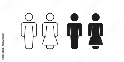 Male and Female Restroom Symbols Vector Icon Set
