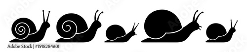 Snail silhouette set with shell and antenna