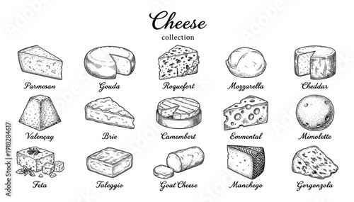Cheese collection with parmesan gouda and brie