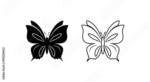 Minimalist butterfly line art design vector illustration set Vector