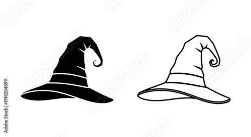 Witch hat and wizard hat illustration for halloween and fantasy design Vector