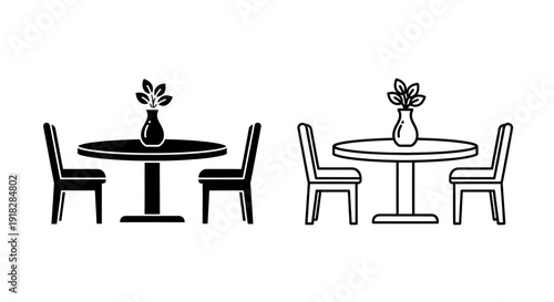 Modern dining sets with vintage chairs and tables for minimalist home decor Vector