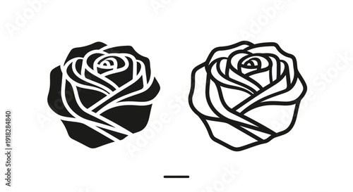 Elegant black and white rose illustration, minimalist floral design, vector art Vector