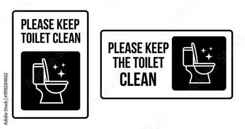 Please keep toilet clean sign with icon set