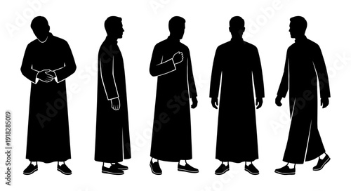 Arab man silhouette set in traditional thobe