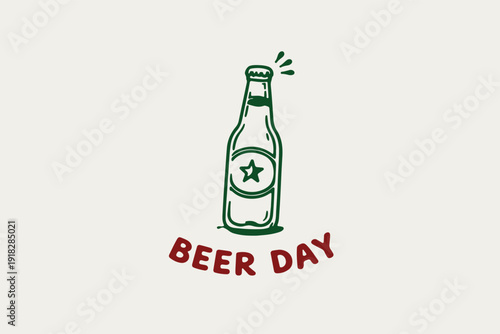 Hand-Drawn Beer Bottle for Beer Day Celebration