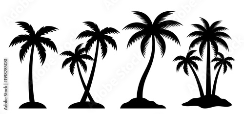 Palm tree silhouette set for tropical summer design