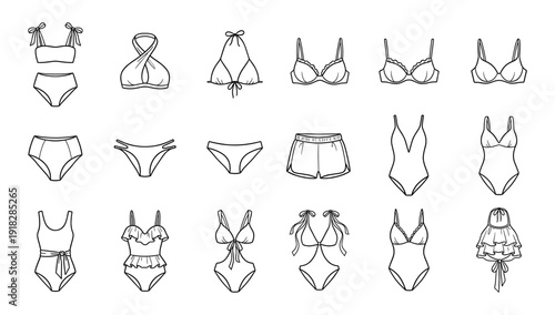 Women swimwear and bikini line art collection