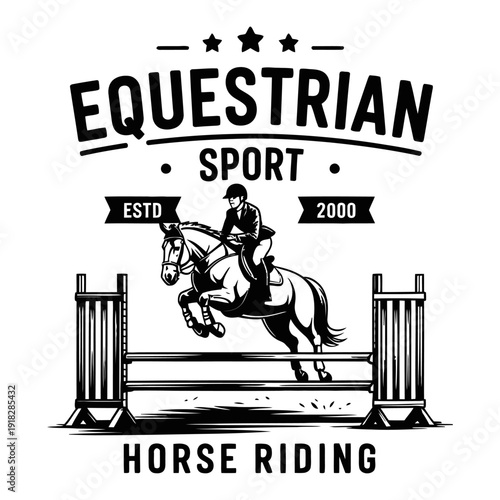 Vector set of horse riding icons and jockey emblems for polo clubs, equestrian sports tournaments, steeplechase races, and championship branding