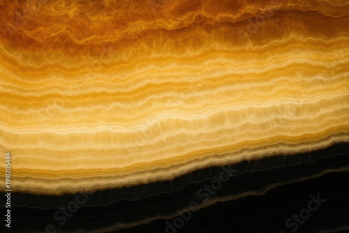 Golden onyx stone background with caramel stripes and dark bands