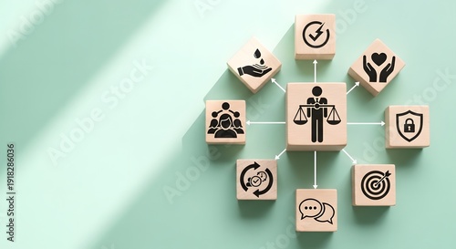 Business strategy and management concept with connected blocks