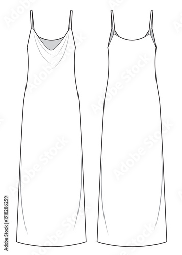 Shoulder straps maxi dress with draping at the neckline