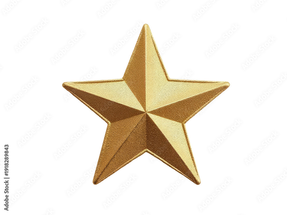 Obraz premium A simple yet striking image of a gold metal star set against a clean white background, perfect for use in designs where a touch of luxury and sophistication is required