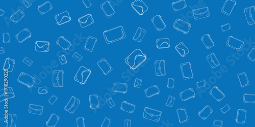 Abstract geometric shapes scattered across a vibrant blue background viewed from directly above