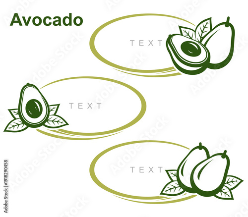 Avocado label and icon set. Collection icons avocado. Vector