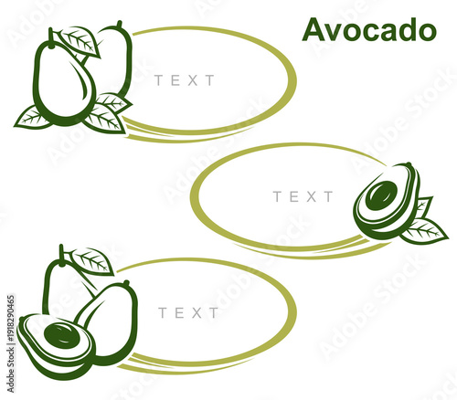 Avocado label and icon set. Collection icons avocado. Vector