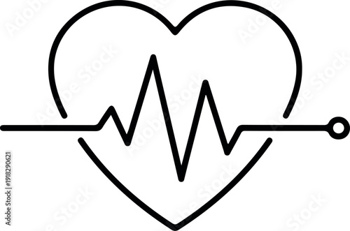 Heart with pulse line icon symbolizing health, medical care, and overall wellness