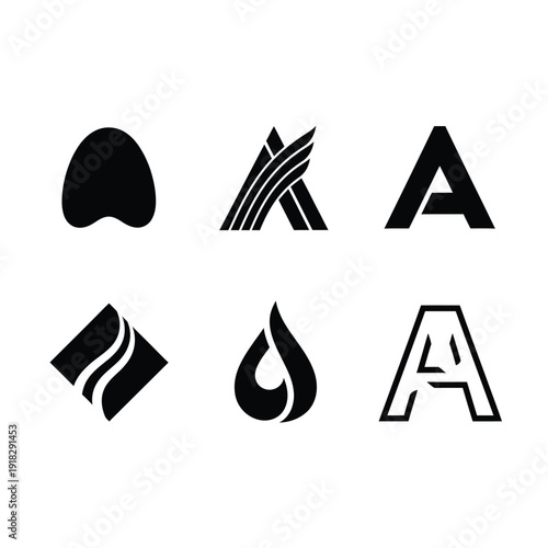 Collection of stylized letter a logos and symbols