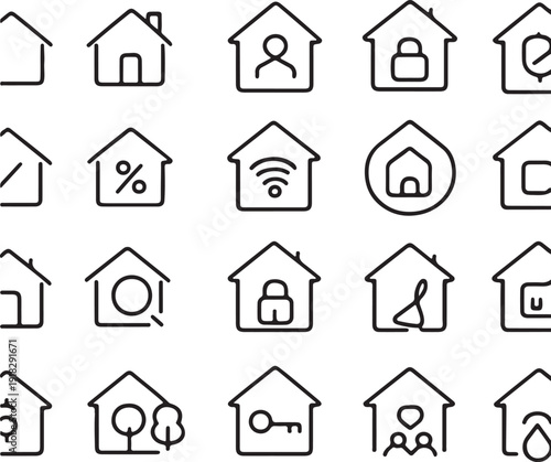 Smart Home Outline Icons Set