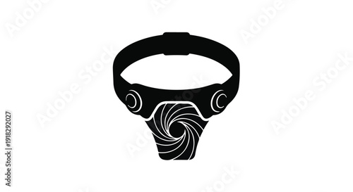 Black blindfold with white spiral design, stylish and mysterious accessory for sensory experience, fashion or photography prop