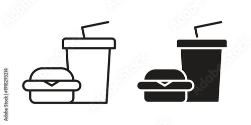 Hamburger soda icon vector. EPS 10 editable vector bundle