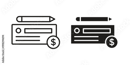Money check icon vector. EPS 10 editable vector bundle