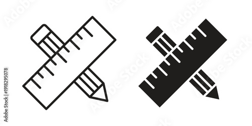 Pencil and ruler icon vector. EPS 10 editable vector bundle