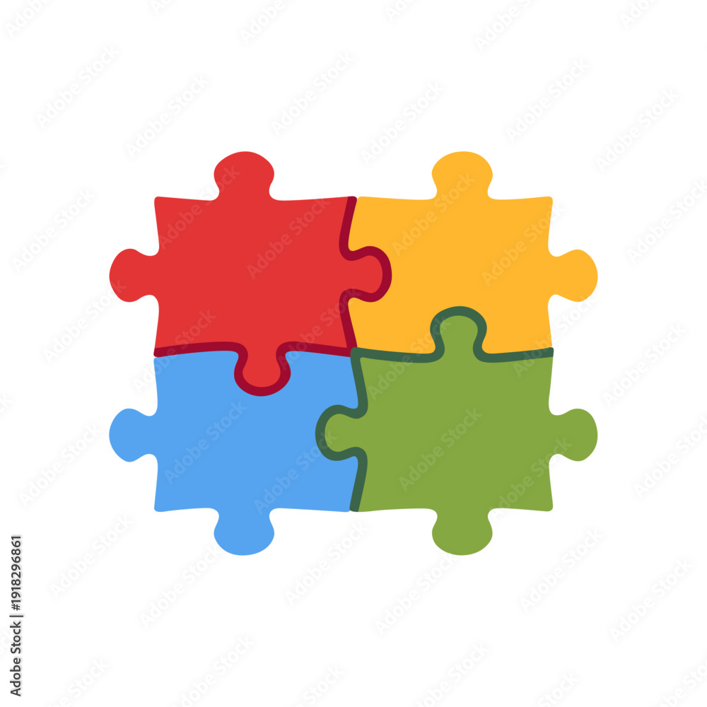 Fototapeta premium colorful puzzle pieces, children’s toy, educational game, colorful vector flat style illustration