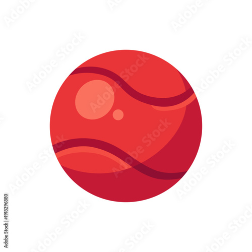 red ball, children’s play toy, sports and fun, colorful vector flat style illustration